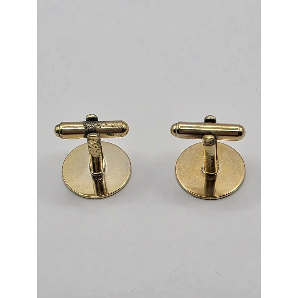 Vintage Goldtone Round Etched Cufflinks 1/2